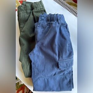 Lands’ End Boy’s Iron Knee Cargo Pants, Size 12 2 pair -Blue and Olive Green EUC